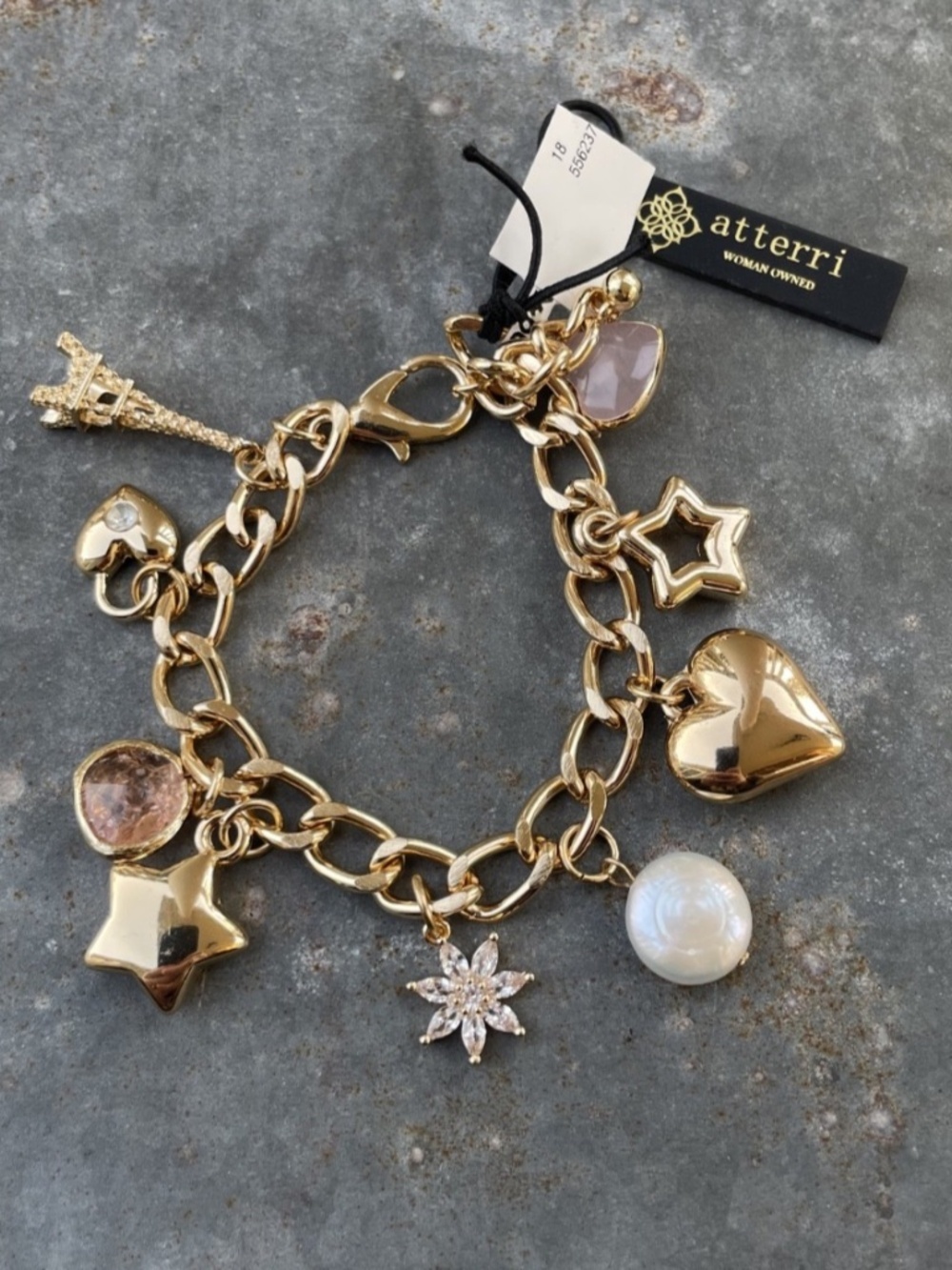Atterri gold tone Charm Bracelet with Freshwater Pearl - Picture 2 of 2